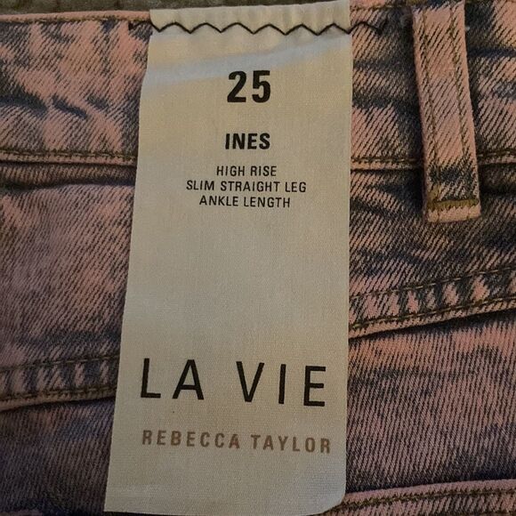 NWT La Vie Rebecca Taylor Ines Pink Acid Jeans High Waist Cropped Jeans - Picture 5 of 7